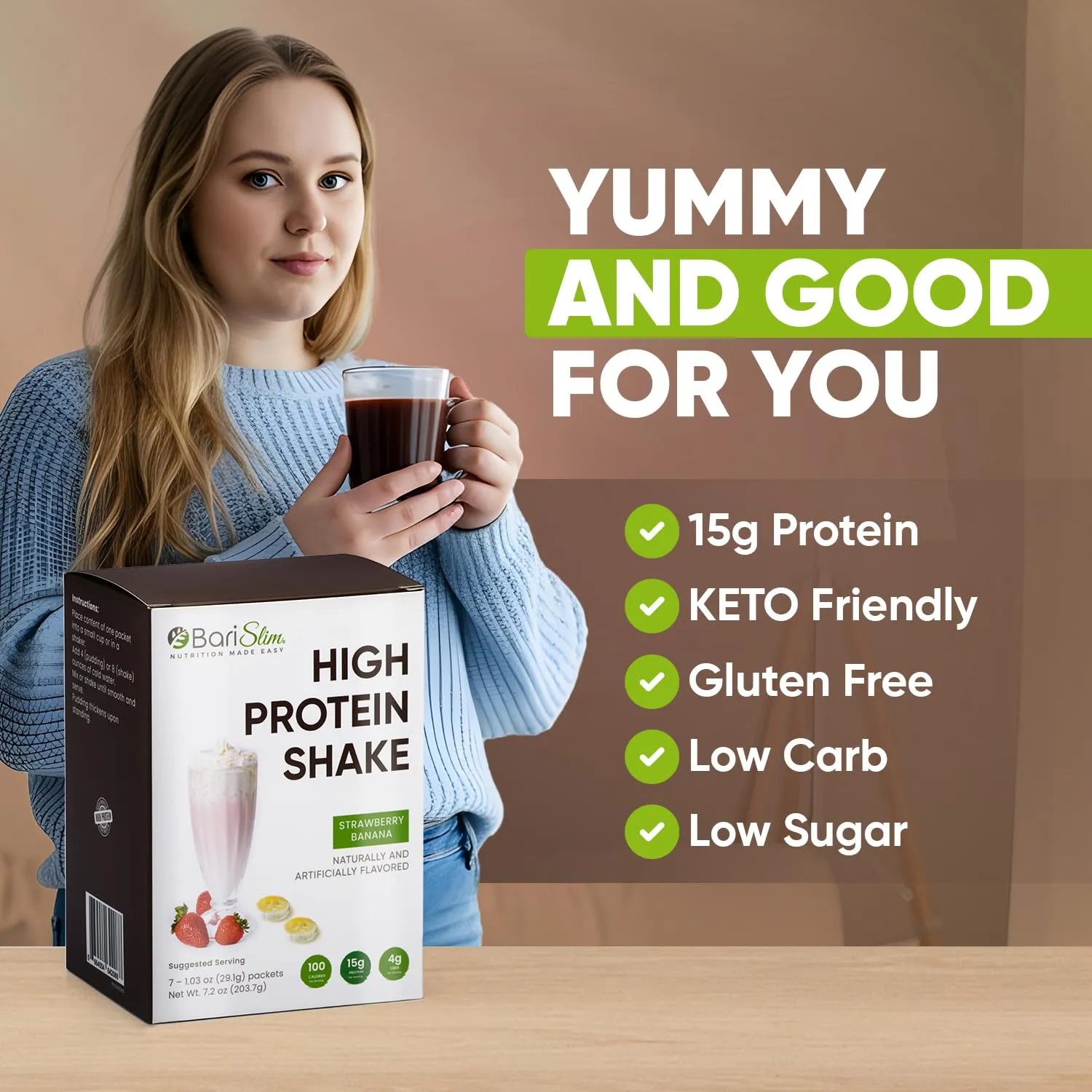 BariSlim High Protein Shake - Delicious & Nutritious Meal Replacement Shake - Low Sugar & Carb - Formulated for Bariatric Patients & Post-Weight Loss Surgery Support | Strawberry Banana Shake (9 oz)