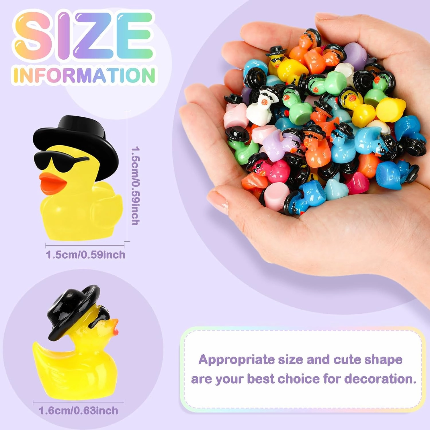 Barydat 250 Pcs Mini Resin Ducks Bulk Small Tiny Cowboy Resin Duck Figurines for Miniature Landscape Rubber Aquarium Potted Ornament for Dollhouse Party Favors DIY Craft Cake