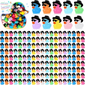 Barydat 250 Pcs Mini Resin Ducks Bulk Small Tiny Cowboy Resin Duck Figurines for Miniature Landscape Rubber Aquarium Potted Ornament for Dollhouse Party Favors DIY Craft Cake