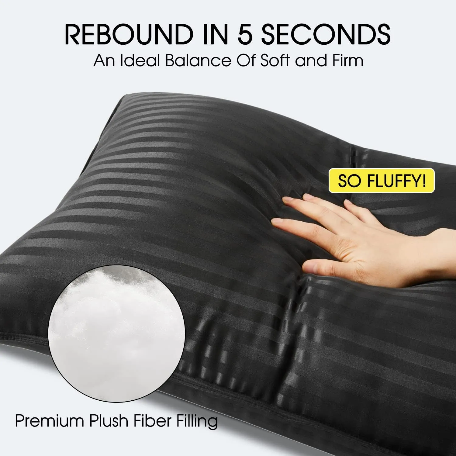 Basic Beyond Bed Pillows for Sleeping - Standard Size Pillows Set of 2 - Luxury Hotel Collection Down Alternative Pillows, Black, 20x26 Inches