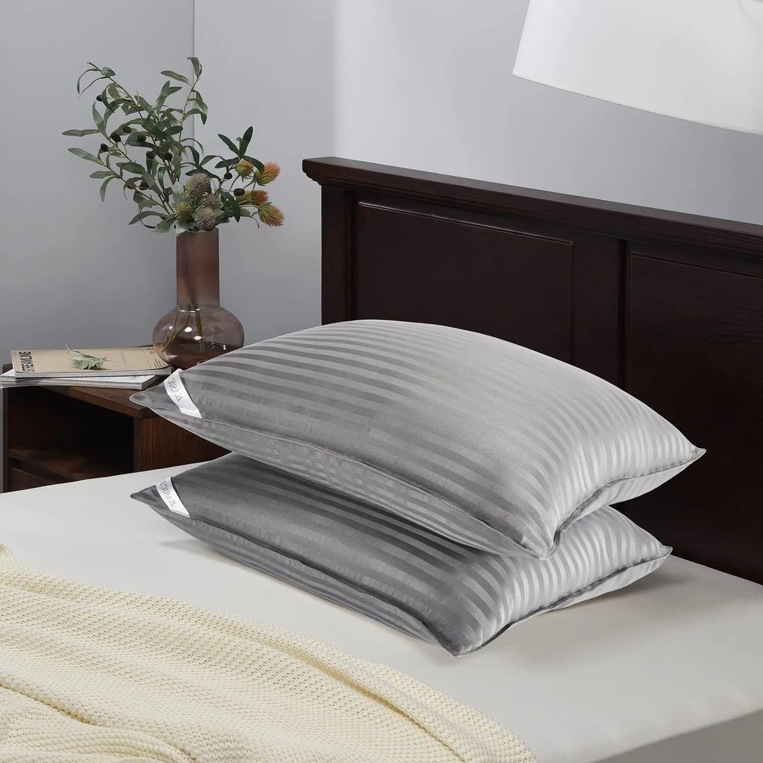 Basic Beyond Standard Size Pillows for Sleeping - Soft Down Alternative Pillows Luxury Hotel Collection Bed Pillows Set of 2, Grey, 20x26 Inches