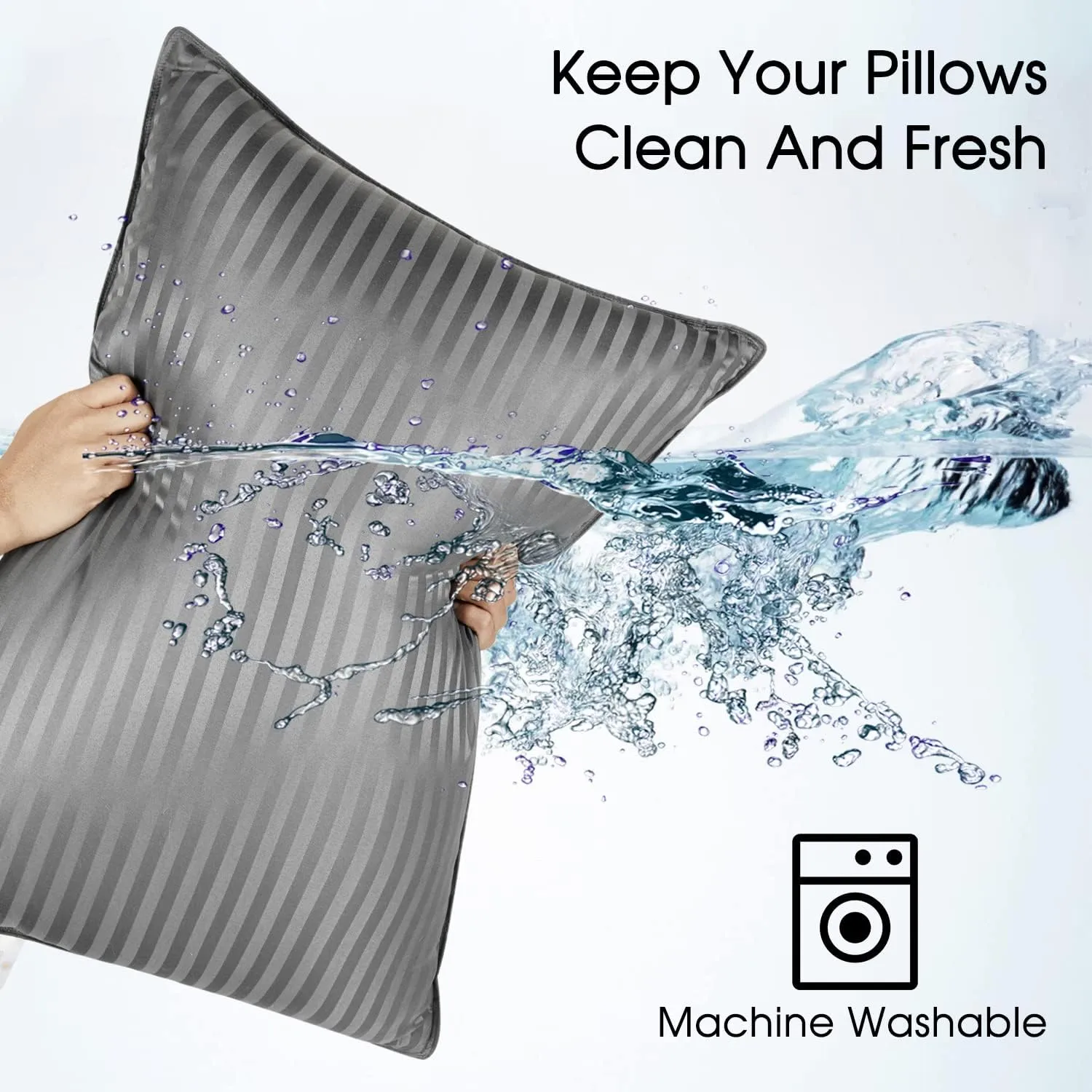 Basic Beyond Standard Size Pillows for Sleeping - Soft Down Alternative Pillows Luxury Hotel Collection Bed Pillows Set of 2, Grey, 20x26 Inches