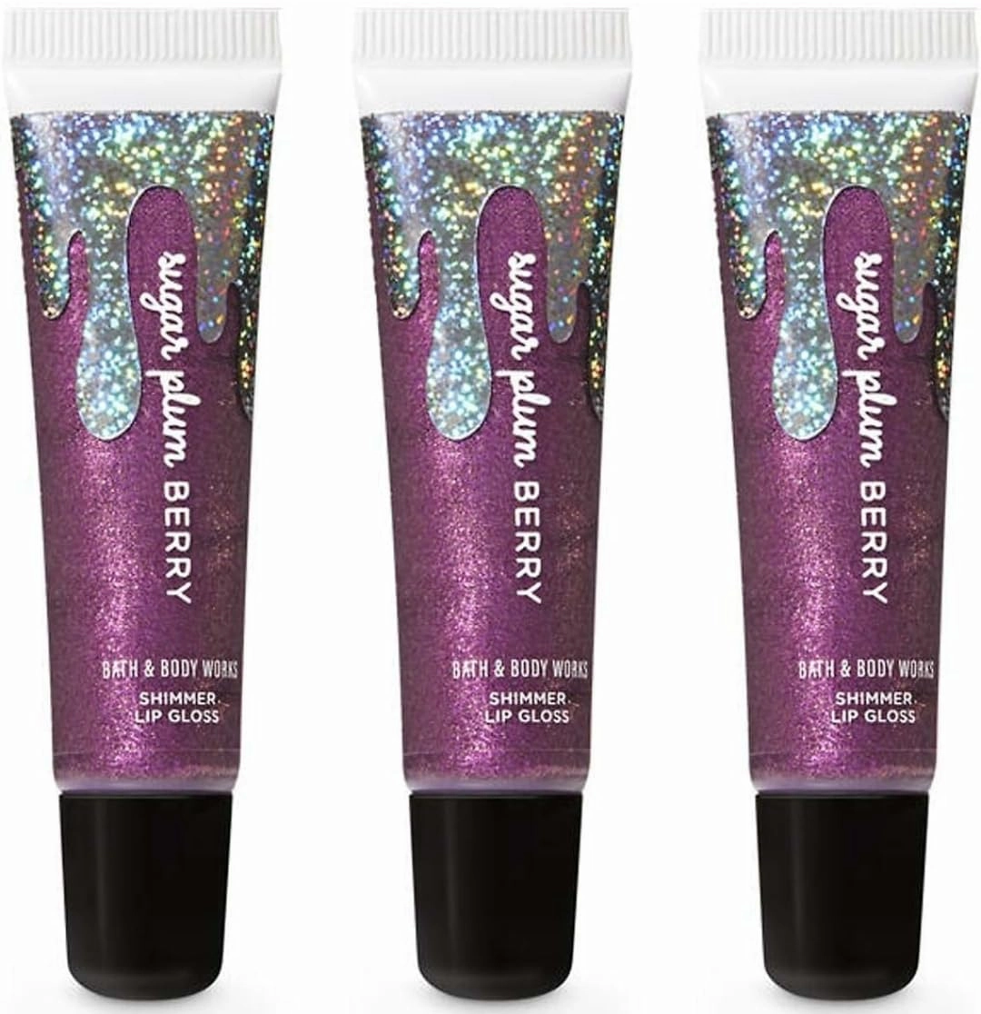 Bath & Body Works Sugar Plum Berry Shimmer Lip Gloss 0.47 fl oz / 14 mL 3 pack