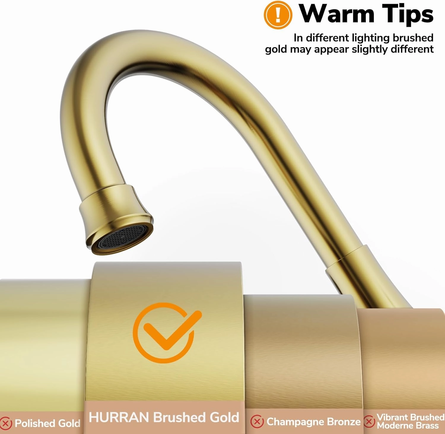 Bathroom Faucets for Sink 3 Hole, Hurran 4 inch Brushed Gold Bathroom Sink Faucet with Pop-up Drain and Supply Hoses, Stainless Steel Lead-Free Centerset Faucet for Vanity RV, 2 Pack