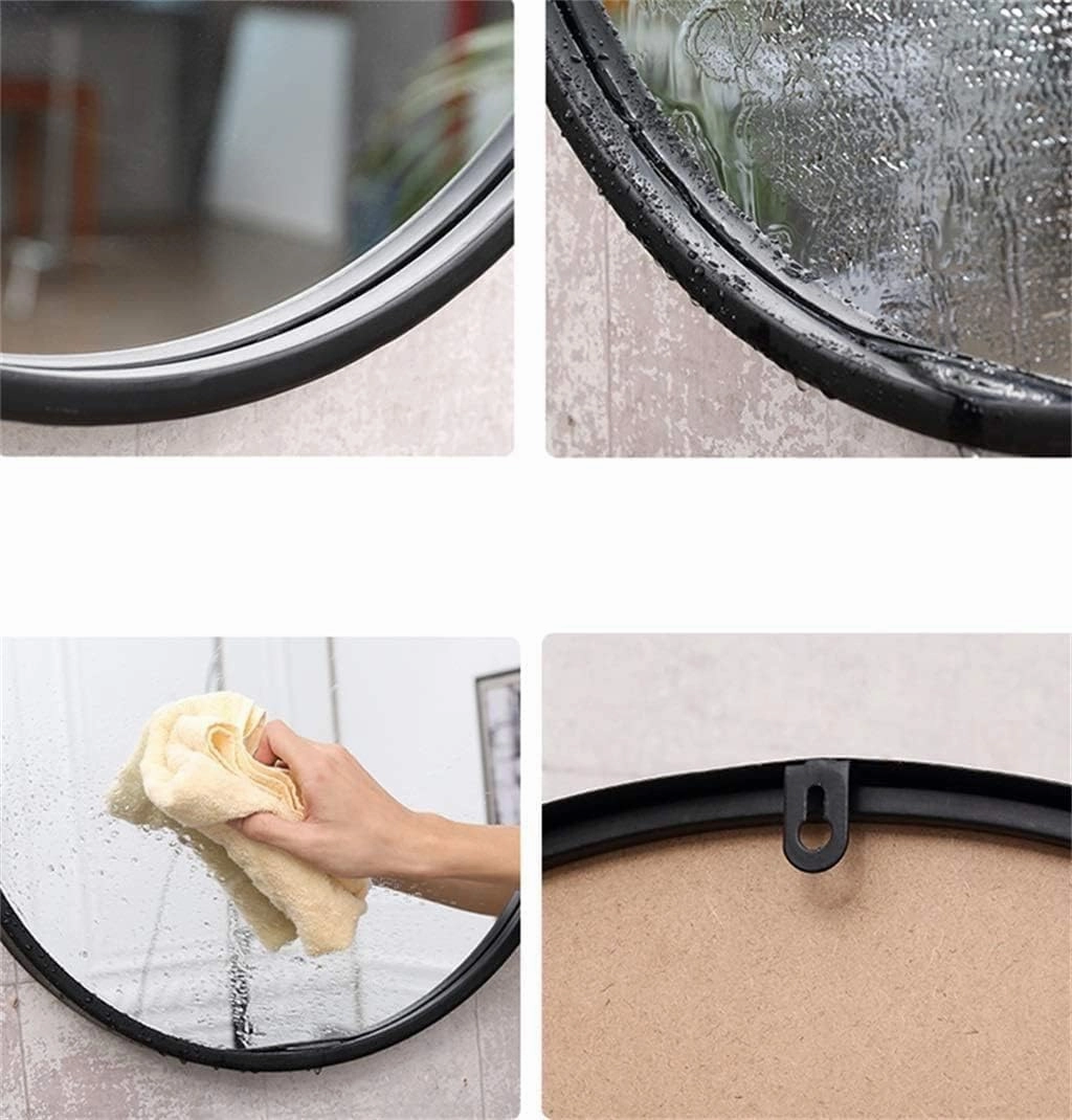 Bathroom Mirror Makeup Mirror Circle Bathroom Wall Mirror Black Metal Frame Vanity Makeup Decorative Kitchen Shaving Large Dressing Creative Living Room Bedroom (Size : 40cm)