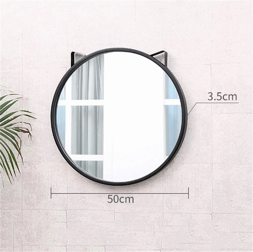 Bathroom Mirror Makeup Mirror Circle Bathroom Wall Mirror Black Metal Frame Vanity Makeup Decorative Kitchen Shaving Large Dressing Creative Living Room Bedroom (Size : 40cm)