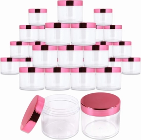 Beauticom 2 oz./ 60 Grams/ 60 ML (Quantity: 36 Jars) Thick Wall Round Clear Plastic LEAK-PROOF Jars Container with ROSE GOLD Lids for Cosmetic, Lip Balm, Creams, Lotions, Liquids