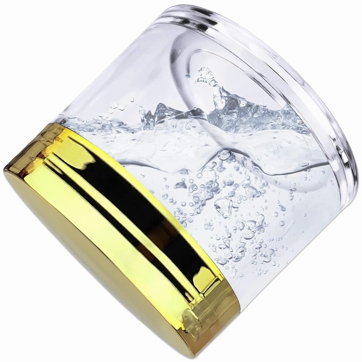 Beauticom 30g/30ml (1 fl. oz.) Double Wall Clear Plastic Leak Proof Jars with Flat Top Lids for Creams, Lotions, Make Up, Powders, Glitters, and more... (Color: Metallic Gold, Pieces: 24)