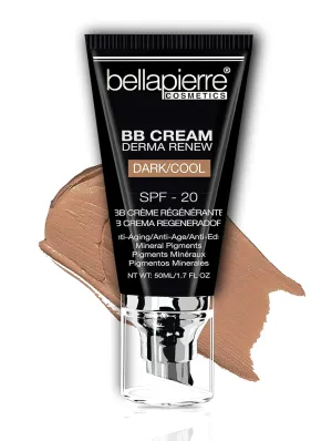 bellapierre BB Cream with SPF 20 - Tinted Sunscreen, Concealer, Matte Foundation, & Moisturizing Face Cream | Lightweight Formula   Pump Top Applicator | Non-Toxic & Paraben Free | 1.7 Oz - Dark Cool