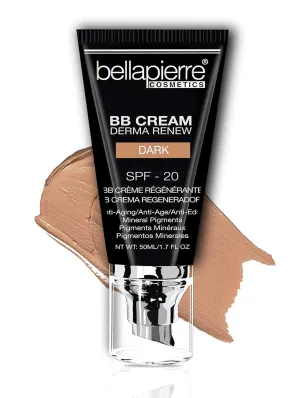 bellapierre BB Cream with SPF 20 - Tinted Sunscreen, Concealer, Matte Foundation, & Moisturizing Face Cream | Lightweight Formula   Pump Top Applicator | Non-Toxic & Paraben Free | 1.7 Oz - Dark