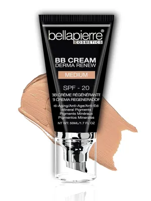 bellapierre BB Cream with SPF 20 - Tinted Sunscreen, Concealer, Matte Foundation, & Moisturizing Face Cream | Lightweight Formula   Pump Top Applicator | Non-Toxic & Paraben Free | 1.7 Oz - Medium