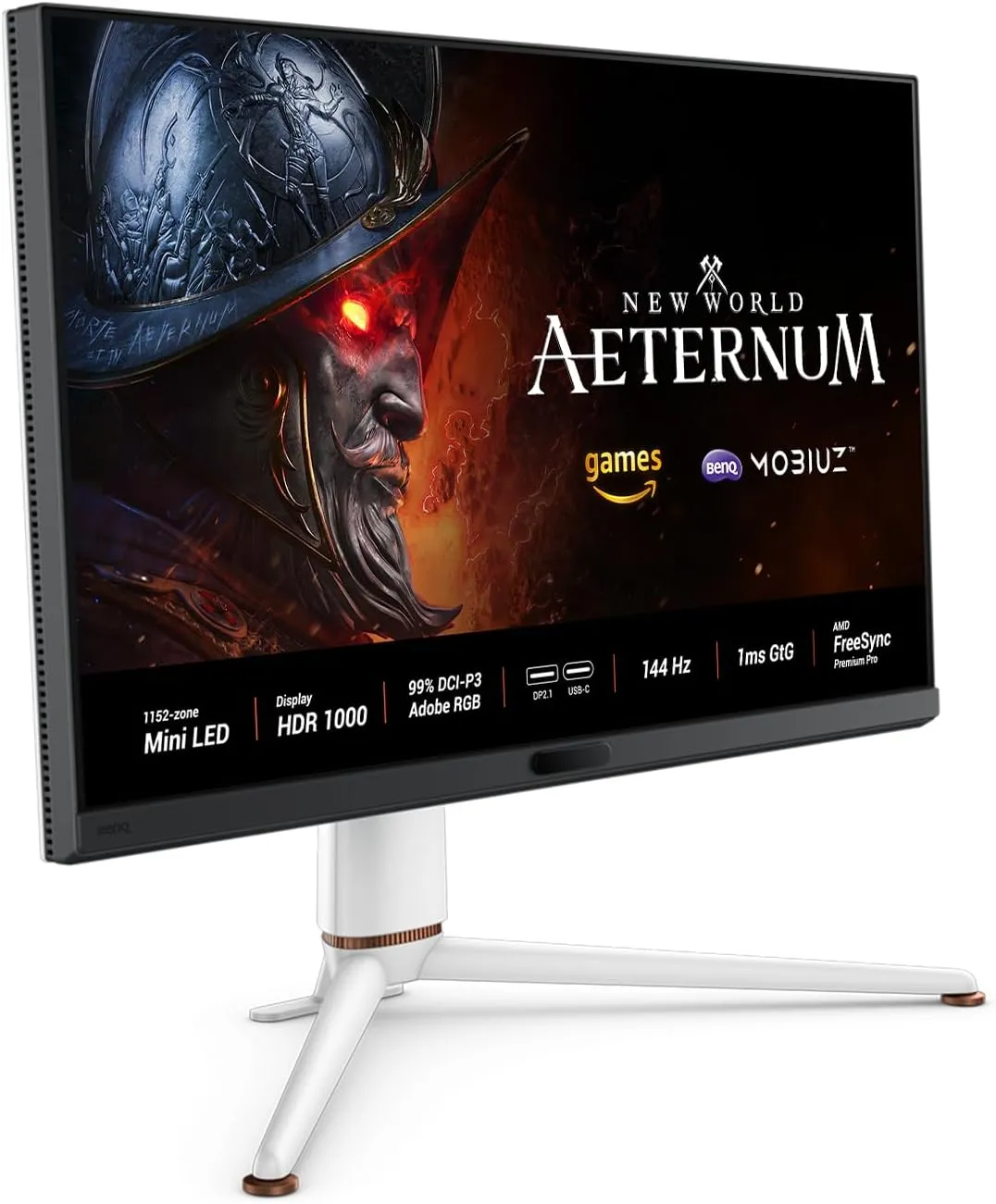 BenQ MOBIUZ EX321UX 32” 1152-zone Mini LED 4K eARC 144Hz 1ms DP2.1 Gaming Monitor, USB-C, HDMI 2.1, 99% P3 & Adobe RGB, DisplayHDR 1000, Freesync Premium Pro, KVM, Pixsoul Engine, Remote Controller