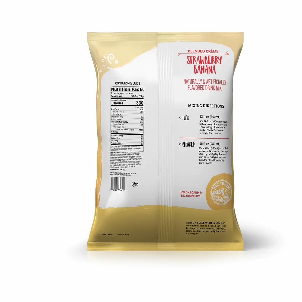 Big Train Strawberry Banana Blended Crème Beverage Mix - Bag (3.5 lbs)