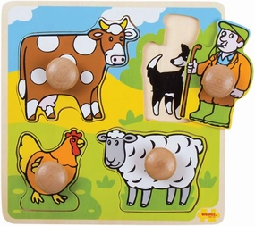 Bigjigs Toys, Farm Animals Jigsaw Puzzle, Wooden Toys, Toddler Toys, Jigsaw Puzzles for Kids, Farm Toys, Puzzles for 3 Year Olds, Fine Motor Skills Toys, Jigsaw Board