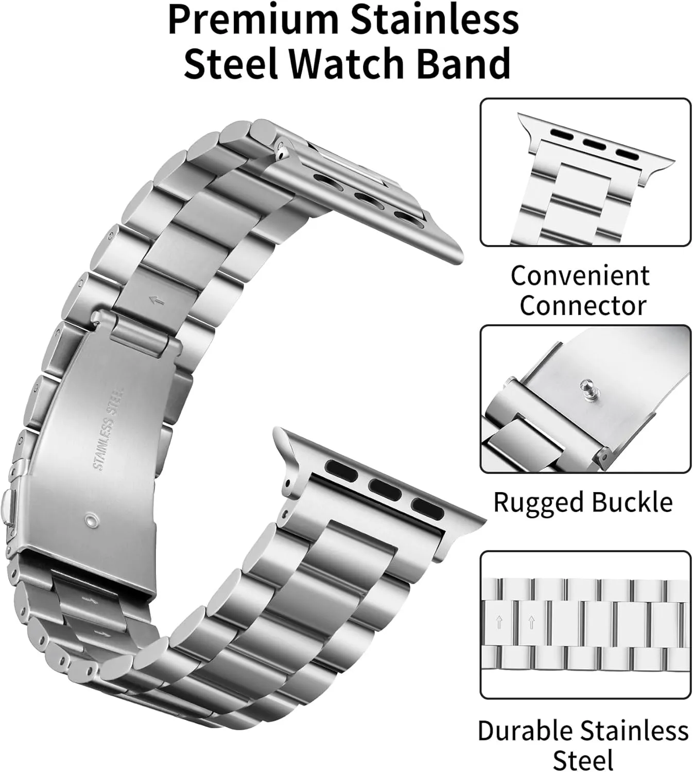 BINLUN Compatible with Apple Watch Band 49mm 46mm 45mm 44mm 42mm 41mm 40mm 38mm Stainless Steel Metal Watch Strap with TPU Watch Case Compatible with iWatch Series Ultra/10/9/8/7/SE2/SE/6/5/4/3/2/1