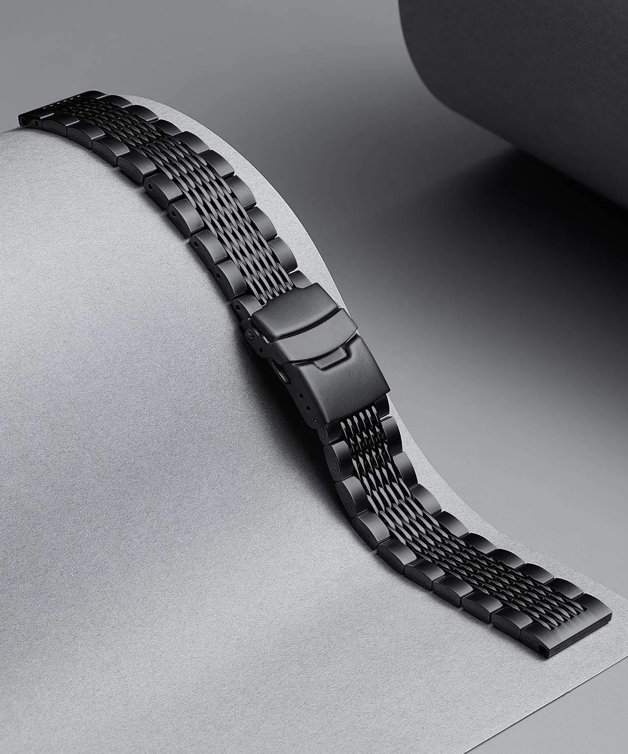 BINLUN Stainless Steel Watch Band, Metal Watch Strap for Men Women Replacement with Double-Lock Deployment Clasp Polished Watch Bracelet Silver Black Gold Rose-gold 18/19/20/21/22/24mm