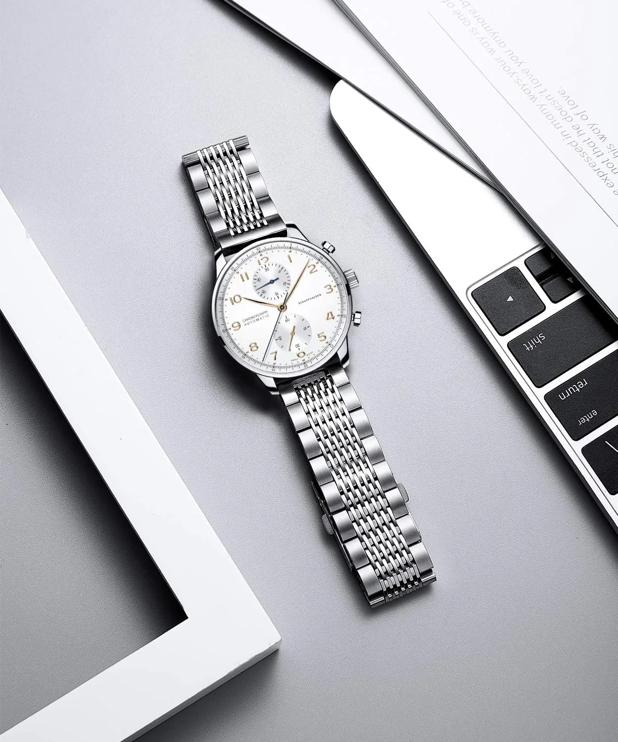BINLUN Stainless Steel Watch Band, Metal Watch Strap for Men Women Replacement with Double-Lock Deployment Clasp Polished Watch Bracelet Silver Black Gold Rose-gold 18/19/20/21/22/24mm