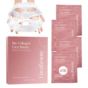 Bio Collagen Face Mask – Hydrating & Anti-Aging Korean Collagen Sheet Masks, Deep Hydration, Smooths Fine Lines, Overnight Face Mask for Radiant Skin (16 pcs)