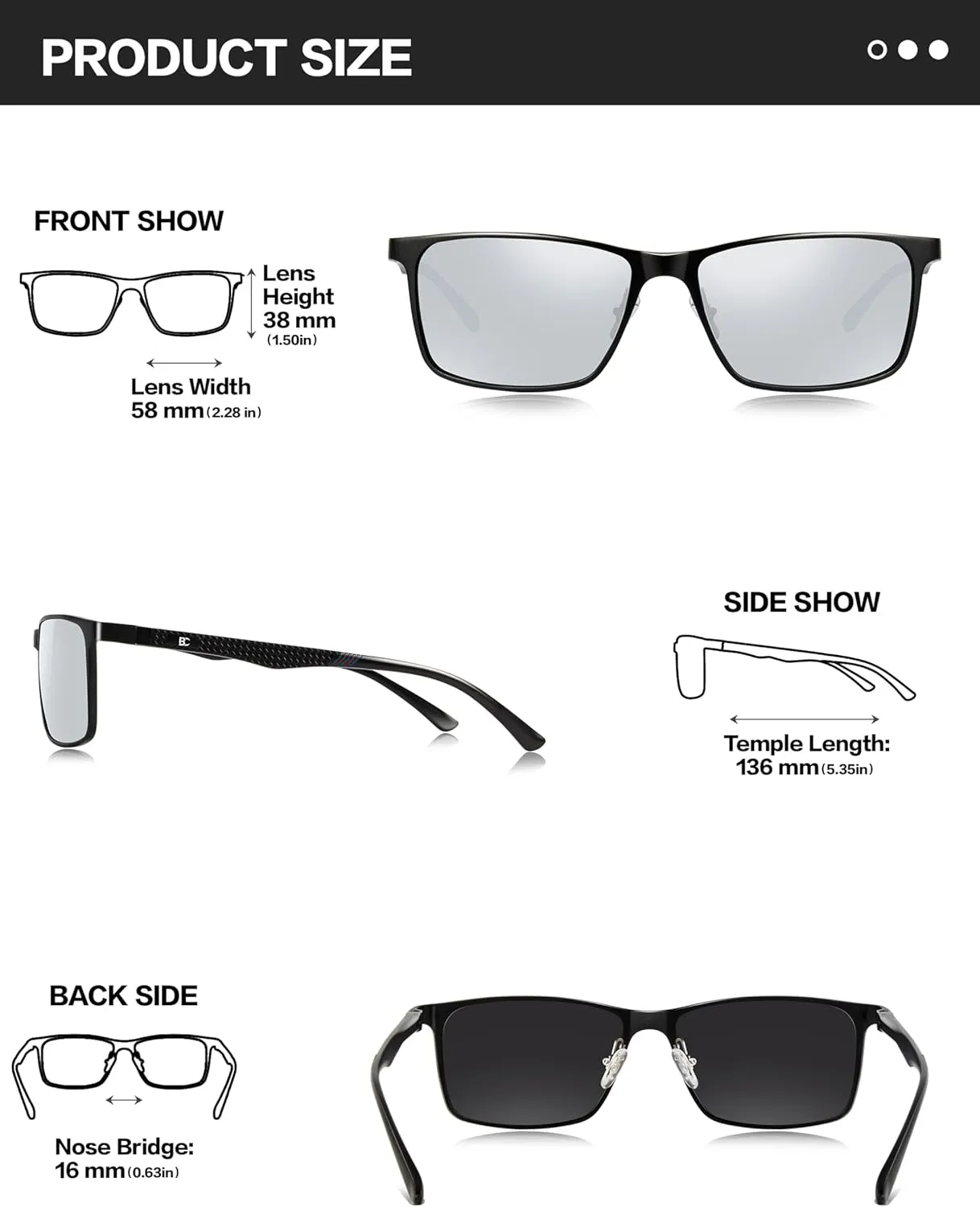 BIRCEN Mens Sunglasses Polarized UV Protection: Classic Shades for Men Driving Fishing with Al-Mg Metal Frame