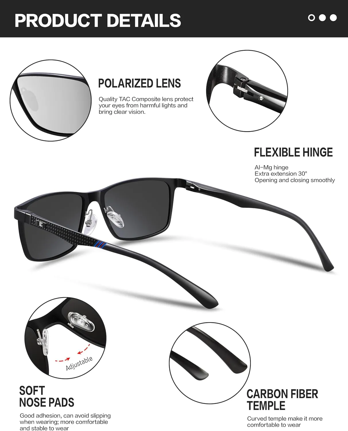 BIRCEN Mens Sunglasses Polarized UV Protection: Classic Shades for Men Driving Fishing with Al-Mg Metal Frame
