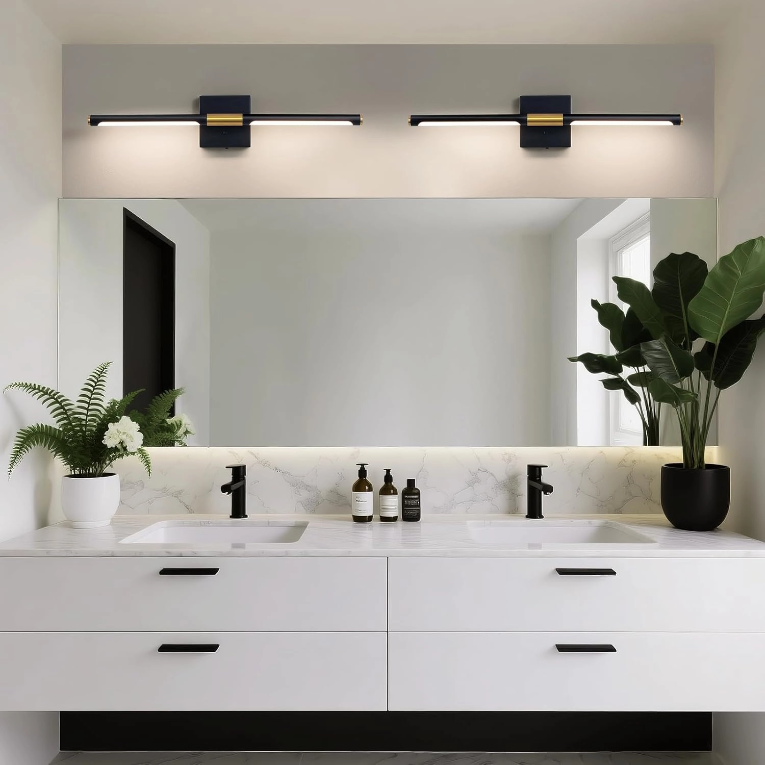 Black Gold Vanity Light Fixtures for Bathroom Over Mirror 24 inch LED Bath Sconces IP44 5CCT Adjustable Morden Picture Lights for Paintings (Built-in Dimmer)