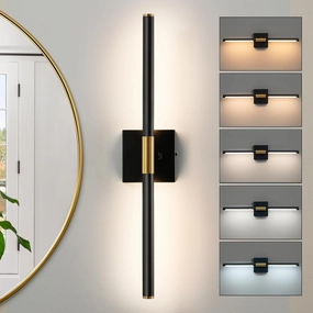Black Gold Vanity Light Fixtures for Bathroom Over Mirror 24 inch LED Bath Sconces IP44 5CCT Adjustable Morden Picture Lights for Paintings (Built-in Dimmer)
