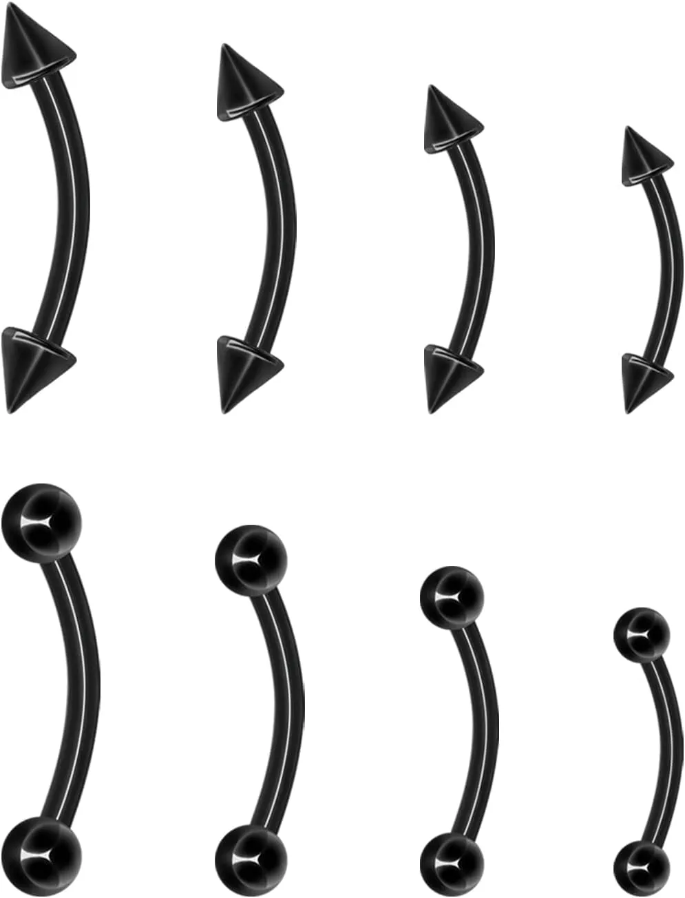 BLISI G23 Solid Titanium Eyebrow Piercing Jewelry, Gokd Black Rose Gold Silver Pink Rainbow Eyebrow Rings 16G Curved Barbell,Tiny Vertical Labret Lip Jewelry Rook Piercing Jewelry for Women and Men