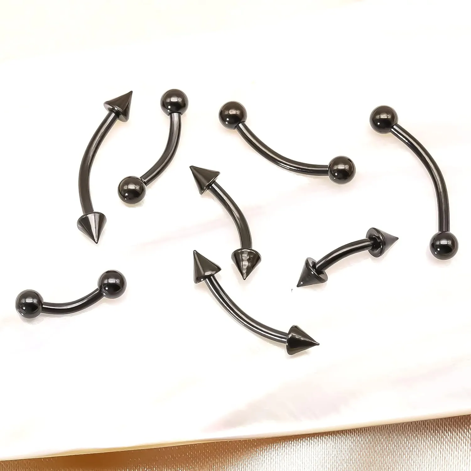 BLISI G23 Solid Titanium Eyebrow Piercing Jewelry, Gokd Black Rose Gold Silver Pink Rainbow Eyebrow Rings 16G Curved Barbell,Tiny Vertical Labret Lip Jewelry Rook Piercing Jewelry for Women and Men
