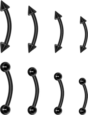 BLISI G23 Solid Titanium Eyebrow Piercing Jewelry, Gokd Black Rose Gold Silver Pink Rainbow Eyebrow Rings 16G Curved Barbell,Tiny Vertical Labret Lip Jewelry Rook Piercing Jewelry for Women and Men