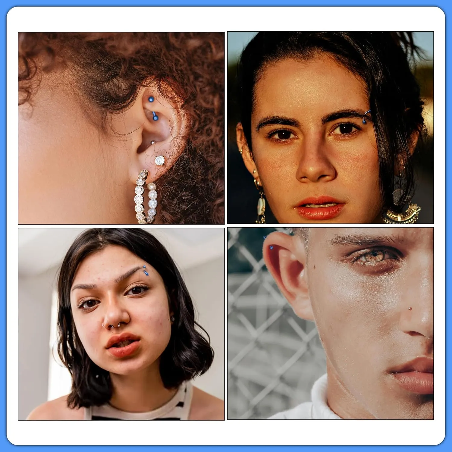 BLISI G23 Solid Titanium Eyebrow Piercing Jewelry, Gokd Black Rose Gold Silver Pink Rainbow Eyebrow Rings 16G Curved Barbell,Tiny Vertical Labret Lip Jewelry Rook Piercing Jewelry for Women and Men