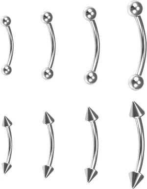BLISI G23 Solid Titanium Eyebrow Piercing Jewelry, Gokd Black Rose Gold Silver Pink Rainbow Eyebrow Rings 16G Curved Barbell,Tiny Vertical Labret Lip Jewelry Rook Piercing Jewelry for Women and Men