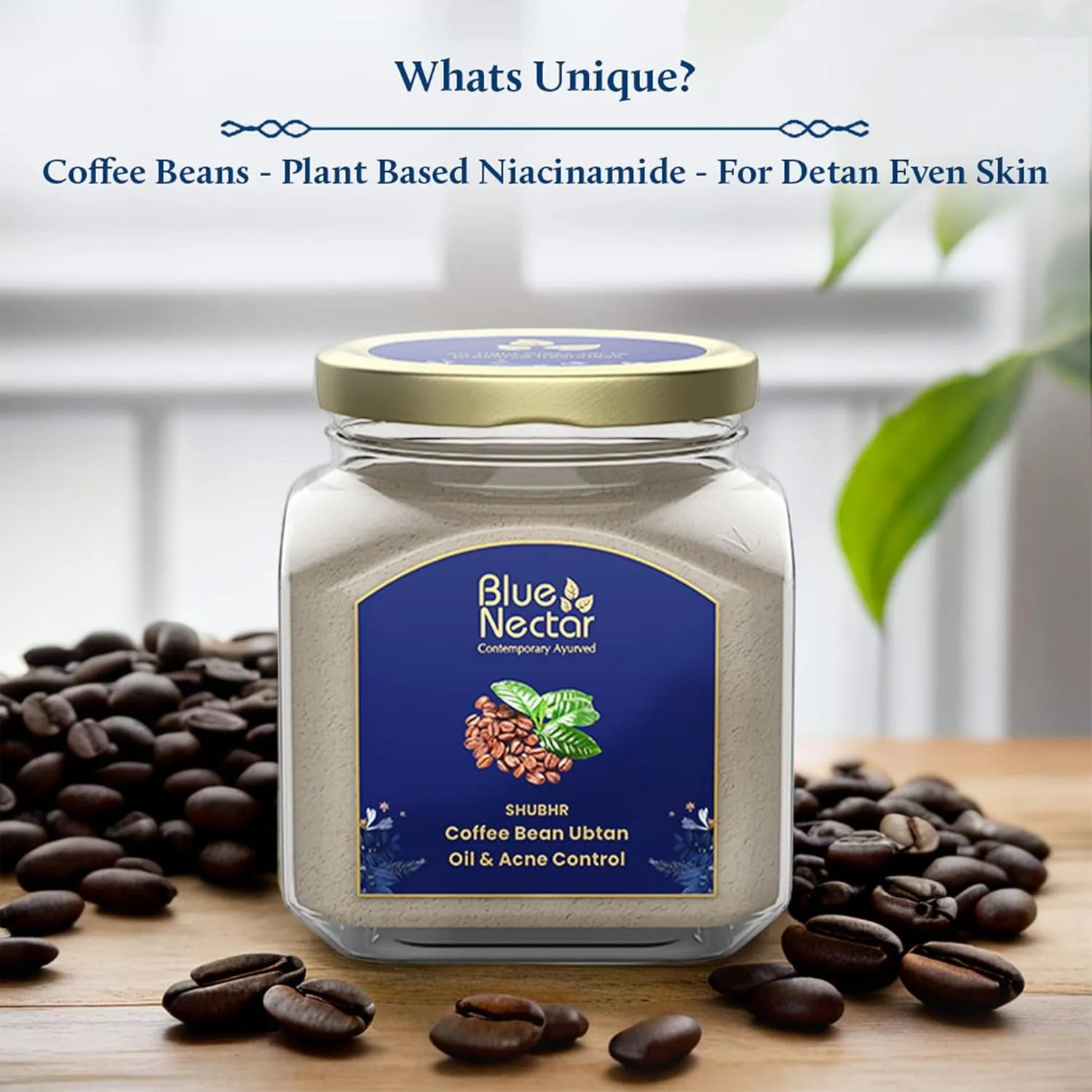 Blue Nectar Coffee Bean Natural Cleanser, 3-in-1 Cleanser, Face Scrub & Face Pack for Skin Repairing & De tan Removal, 100% Natural with Multani Mitti Powder (3.52 Oz11 Herbs)