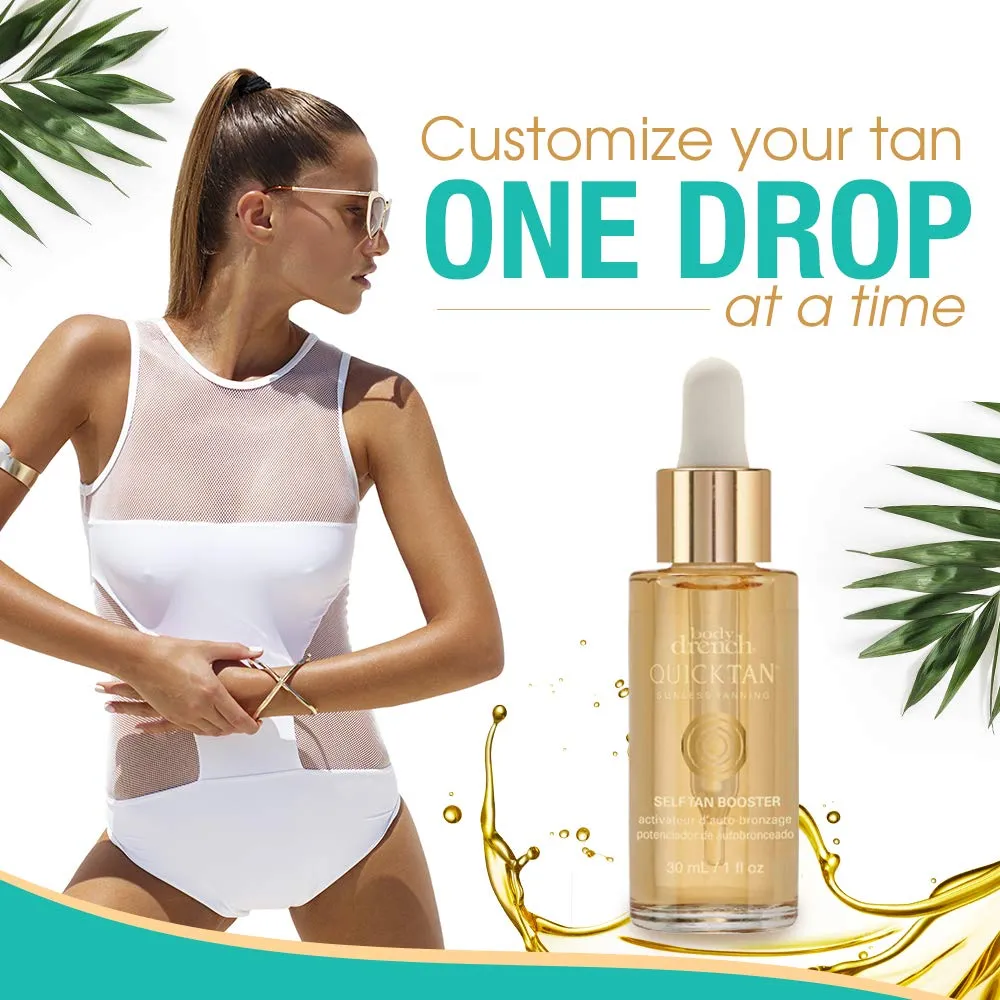 Body Drench Quick Tan Self Tanner Booster Drops – Add to Lotion for Gradual Glow, Sunless Self Tanning Enhancer for Face & Body, 1 fl oz