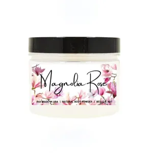 Body Powder for Men & Women Scented Magnolia Rose, Perfume Dusting Powder, Bath Powder with Fragrance & Essential Oils, Talc Free 8oz Container, Made in USA