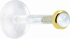 Body Candy Solid 14k Yellow Gold 2mm Genuine Rainbow Moonstone Bioplast Tragus Earring Stud 16 Gauge 1/4"