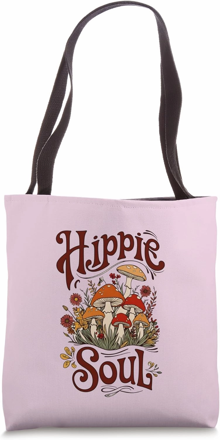 Boho Vibes: Hippie Soul with Mushroom & Flower Child Magic Tote Bag