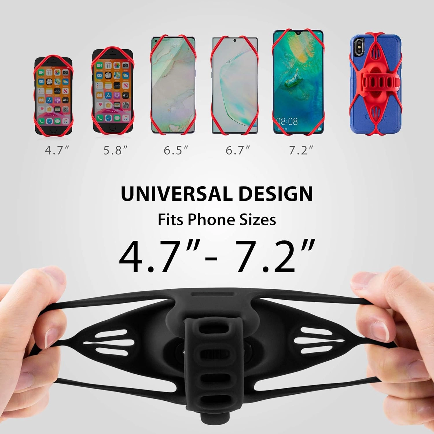 BONE】 Bike Tie Pro 4 Bike Phone Mount Bicycle Phone Holder for Stem Mounting 4.7"-7.2" Cell Phones, Ultra Light Phone Mount for Bike Motorcycle, Designed for Road Bicycle Accessories - Black
