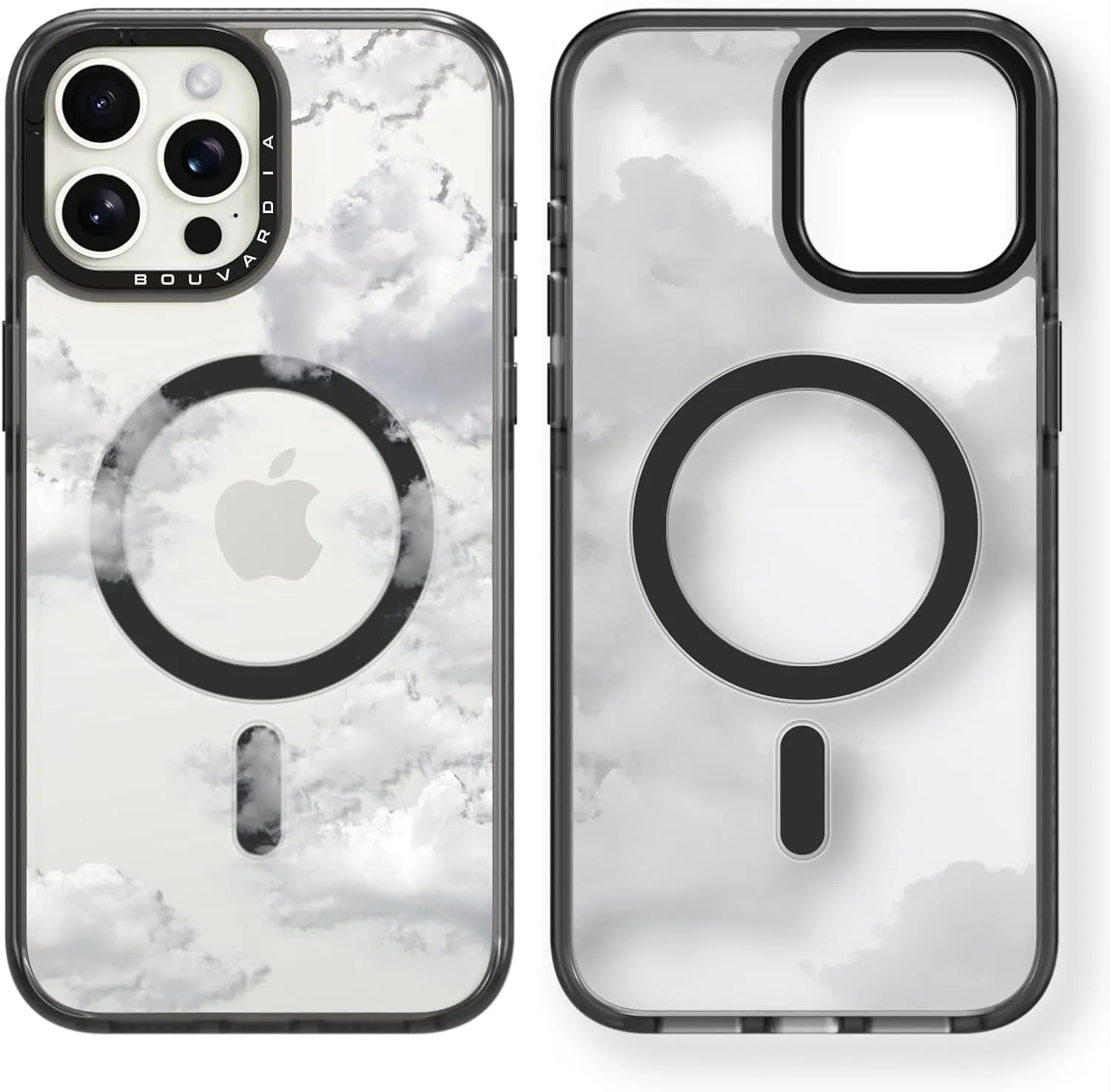 Bouvardia for iPhone 13 Pro Case Cute Aesthetic Magnetic,[Compatible with Magsafe] Shockproof Military Grade Protection,Girly Design for Women Girls,Retro Boho White Cloud Cartoon Pattern
