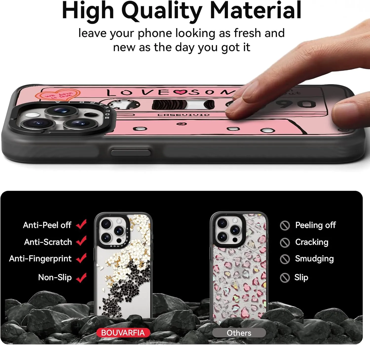 Bouvardia for iPhone 13 Pro Case Cute Aesthetic Magnetic,[Compatible with Magsafe] Shockproof Military Grade Protection,Girly Design for Women Girls,Retro Love Cassette Tape Cartoon Pattern