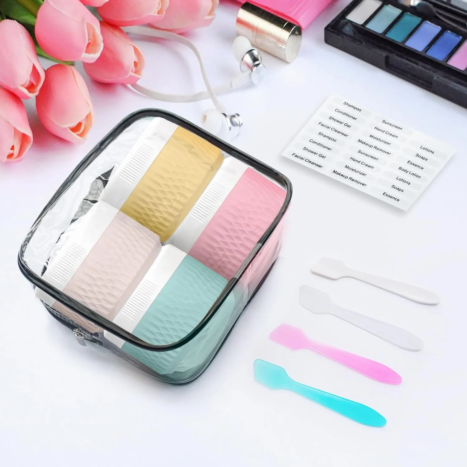 BPA Free Silicone Cream Jars - TSA Approved 3oz Travel Size Containers, Leak-proof with Lid for Cosmetic, Face, Hand, Body Glitters