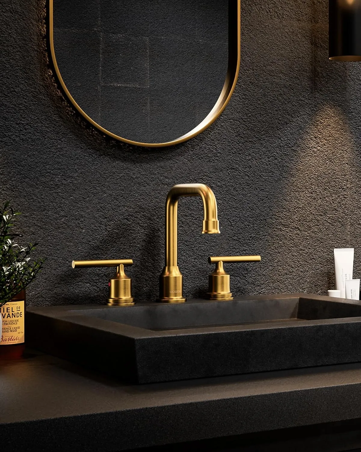 Brushed Gold Bathroom Faucet Set: WOWOW Widespread Bathroom Sink Faucet 3 Hole with Pop-up Drain and Supply Lines, 8 Inch Vanity Faucet 3 Pieces Basin Tap 2 Handle Modern (Set of 2)
