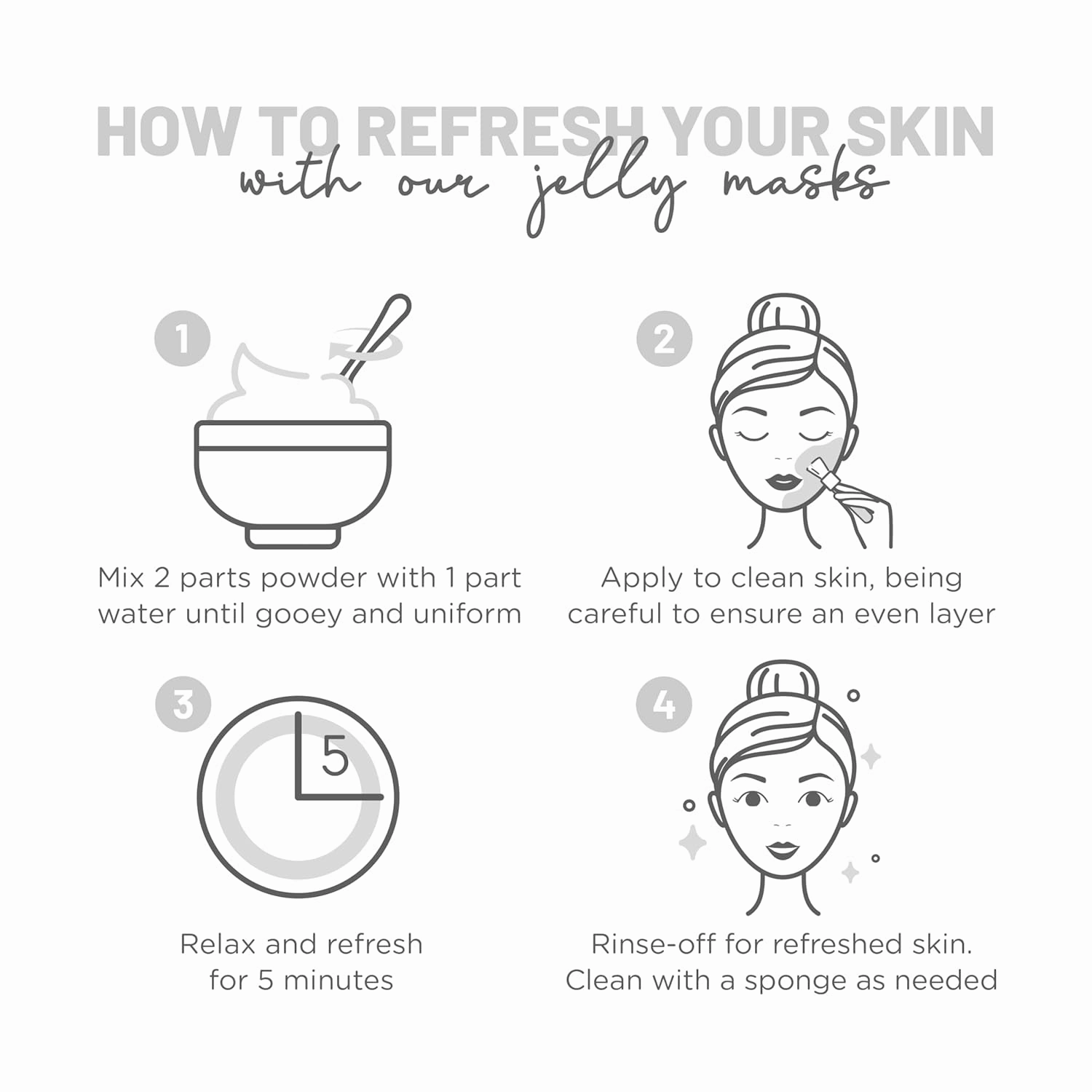 BRÜUN Jelly Mask Jar White Gold Glycolic AC AHA Peel-Off Face Care Rubber Mask | 23 fl oz Skin Care Moisturizing Gel Mask Jar Spa Set