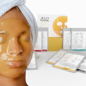 BRÜUN Peel-Off Jelly Mask Rubber Mask - 5 Treatments BHA AHA (Black Gold Salicylic AC, Red Gold Lactic AC, White Gold Glycolic AC, 24k Gold Mandelic AC, Hyaluronic AC) - 2 Packs of Each