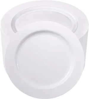 bUCLA 100PCS White Plastic Plates-10.25inch Disposable Dinner Plates-Premium Party&Wedding Plates
