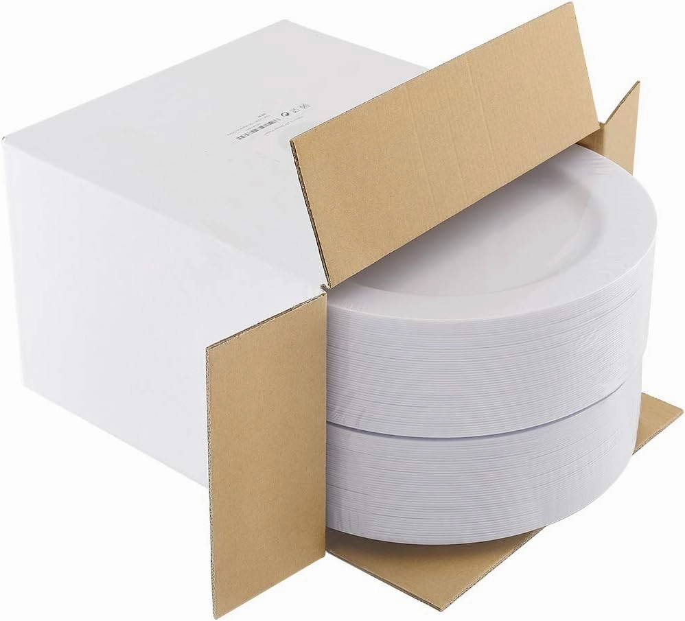 bUCLA 100PCS White Plastic Plates-10.25inch Disposable Dinner Plates-Premium Party&Wedding Plates