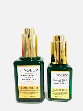 Bundle of Findley Hyaluronic Acid and Green Tea Intense Hydration Face and Eye Serum, 2 items. NO BOX.