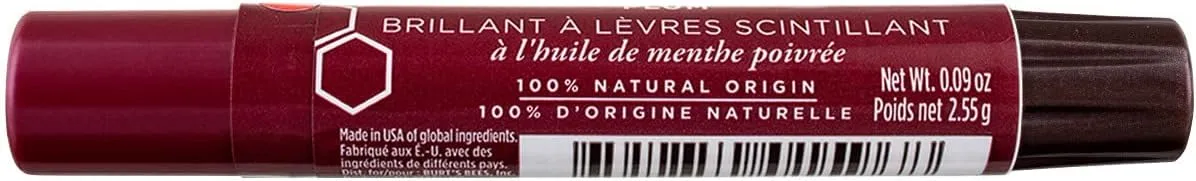 Burt's Bees Lip Shimmer, Plum, 0.09 Ounces each (Value Pack of 5)