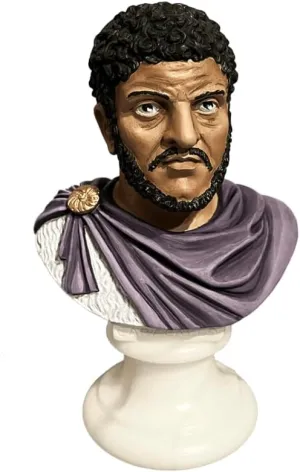 Bust of Caracalla Roman Emperor, Handmade Reproduction in Marble Powder and Resins, 15 cm, Hand Painted