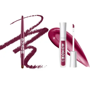 Buxom Plump Shot Collagen-Infused Lip Serum in Plum Power   Power Line Plumping Lip Liner in Powerful Plum
