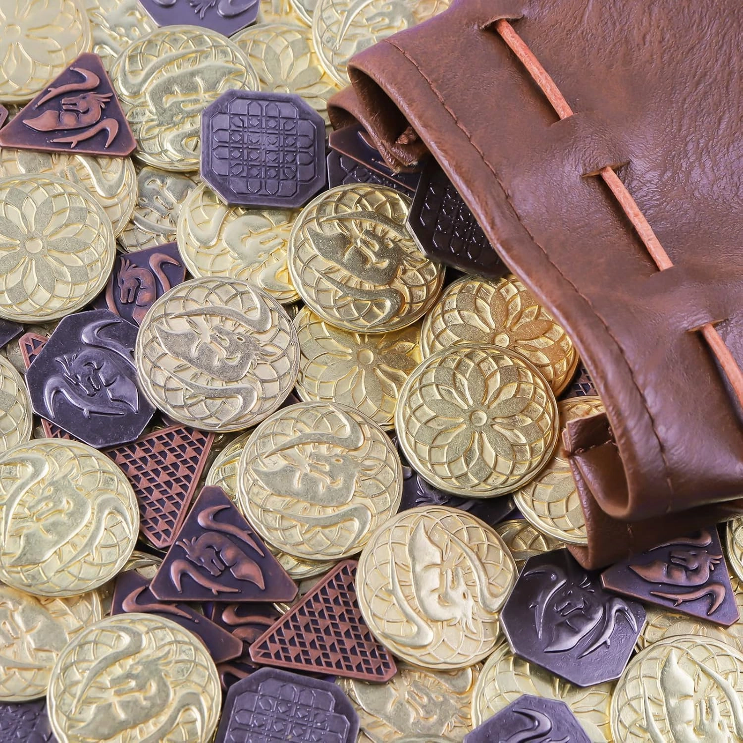 Byhoo 60 PCS DND Coins, Gold, Silver and Copper Coins in Metal Coins, Fantasy Coins for Board Games, Fake Coins for Games Tokens, Role-Playing Coins of Dungeons and Dragons
